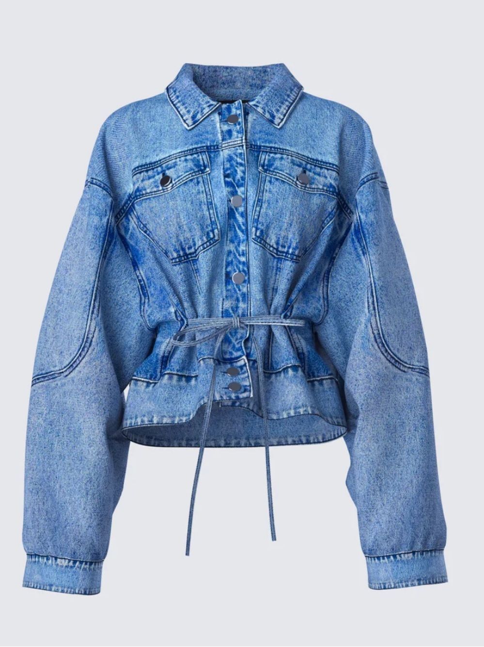 FINESSE - Yui Blue Denim Oversized Cropped Jacket